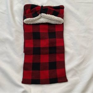 CHECKERBOARD SHERPA HEADBAND W/ INFINITY SCARF